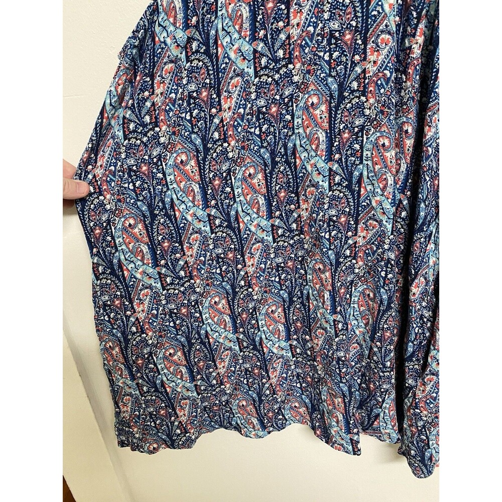 American Eagle Spaghetti Strap Blouse Women's Medium Paisley Blue Boho - Picture 2 of 8